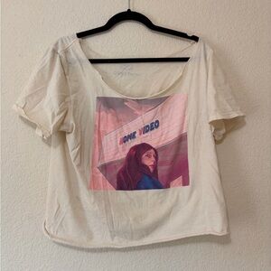 Graphic Tee with Pink and Cream Design